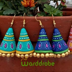 Handmade & Hand‑Painted Terracotta Jewellery Earrings.