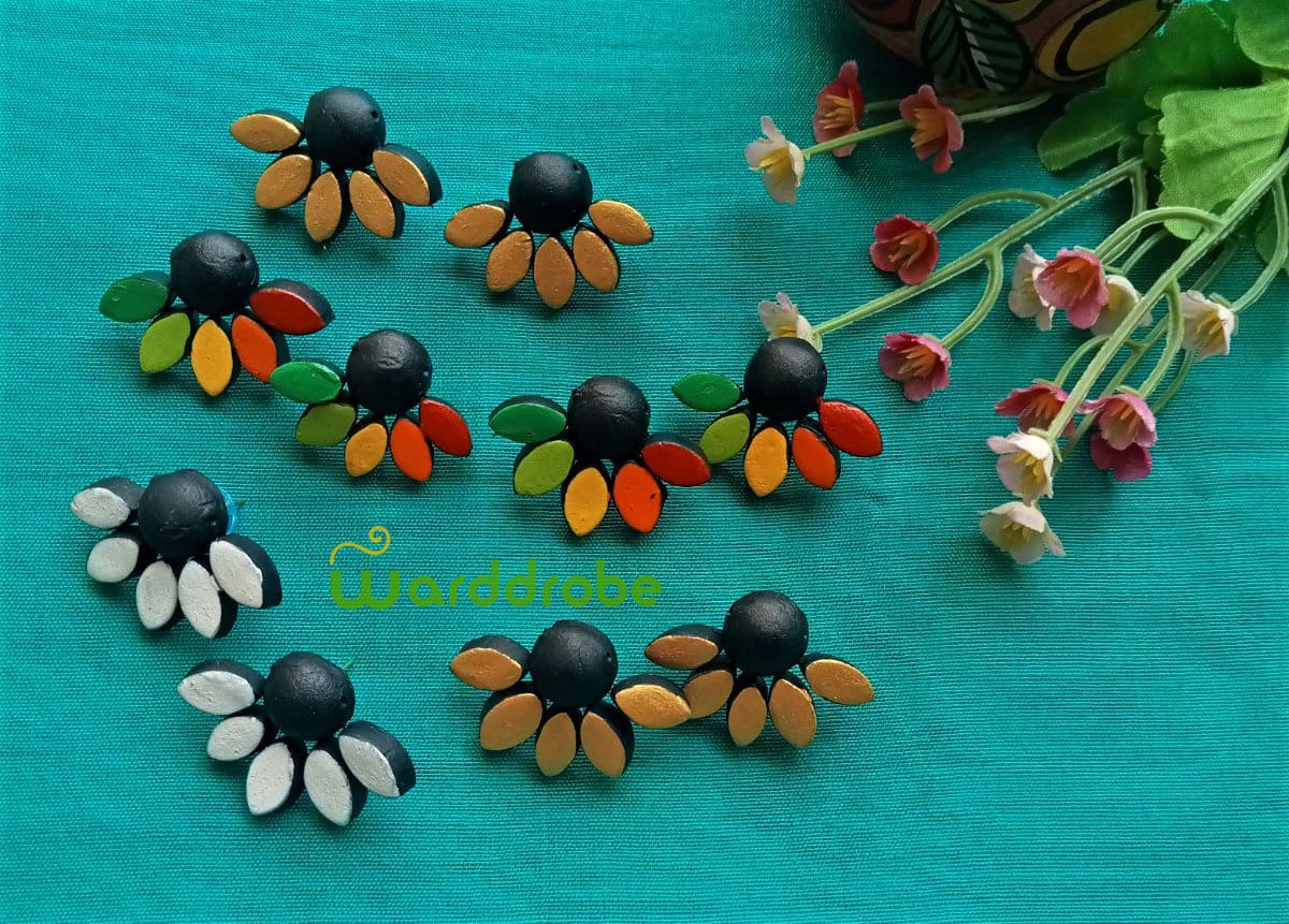 Handmade & Hand‑Painted Terracotta Jewellery Earrings.