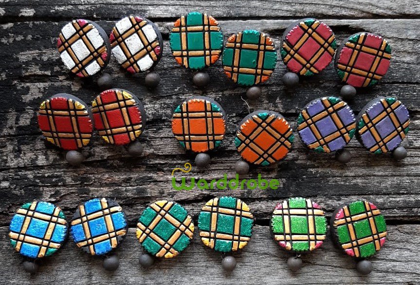 Handmade & Hand‑Painted Terracotta Jewellery Earrings. - Image 3
