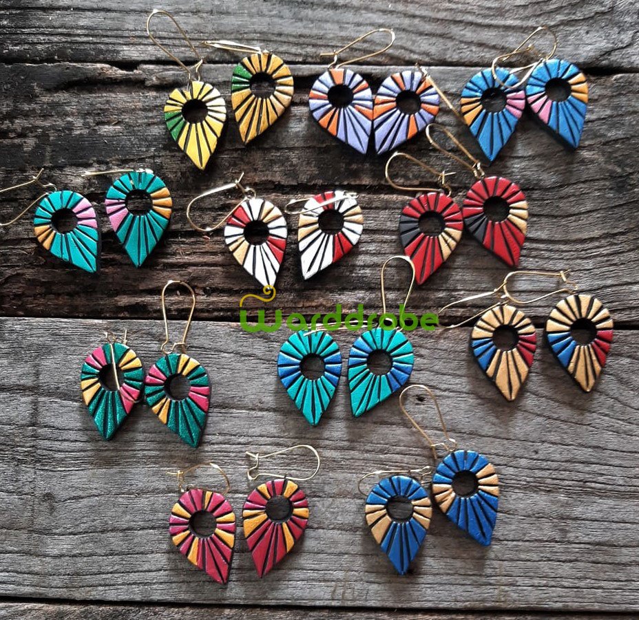 Handmade & Hand‑Painted Terracotta Jewellery Earrings. - Image 5