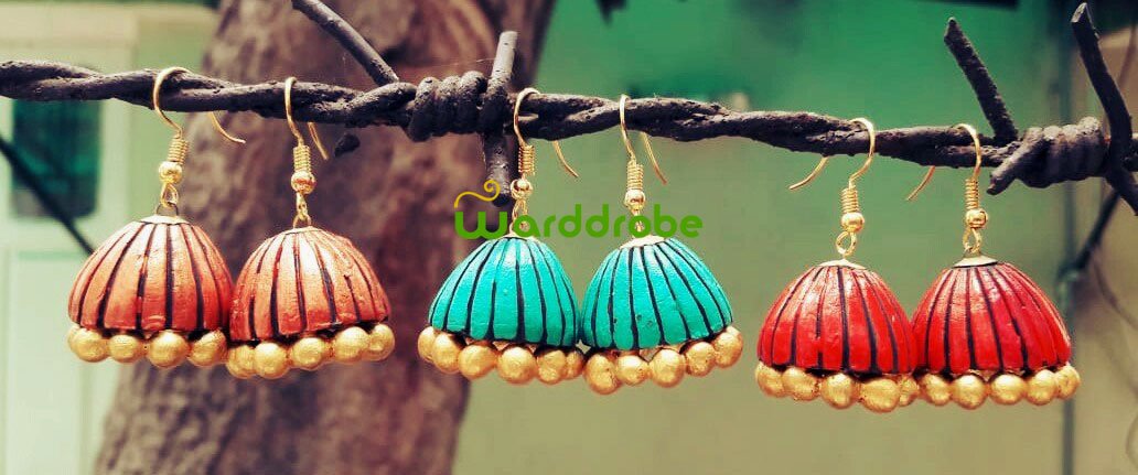 Handmade & Hand‑Painted Terracotta Jewellery Earrings.