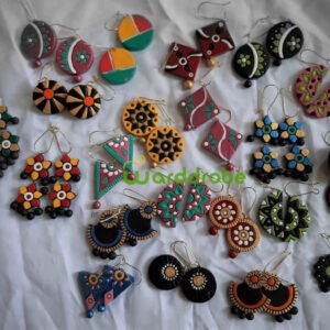 Handmade & Hand‑Painted Terracotta Jewellery Earrings.