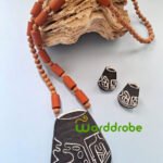 Handmade & Hand‑Painted Terracotta Jewellery Pendant Set.