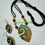 Handmade & Hand‑Painted Terracotta Jewellery Pendant Set.