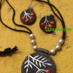 Handmade & Hand‑Painted Terracotta Jewellery Pendant Set.
