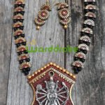 Handmade & Hand‑Painted Terracotta Jewellery Pendant Set.