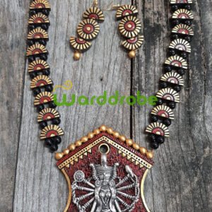 Handmade & Hand‑Painted Terracotta Jewellery Pendant Set.