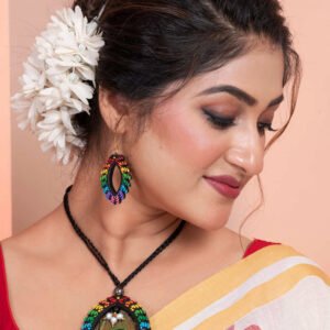 Handmade & Hand‑Painted Terracotta Jewellery Pendant Set.