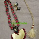 Handmade & Hand‑Painted Terracotta Jewellery Pendant Set.