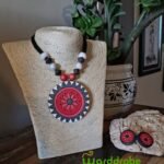 Handmade & Hand‑Painted Terracotta Jewellery Pendant Set.