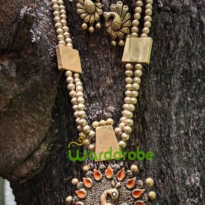 Handmade & Hand‑Painted Terracotta Jewellery Pendant Set.