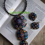 Handmade & Hand‑Painted Terracotta Jewellery Pendant Set.