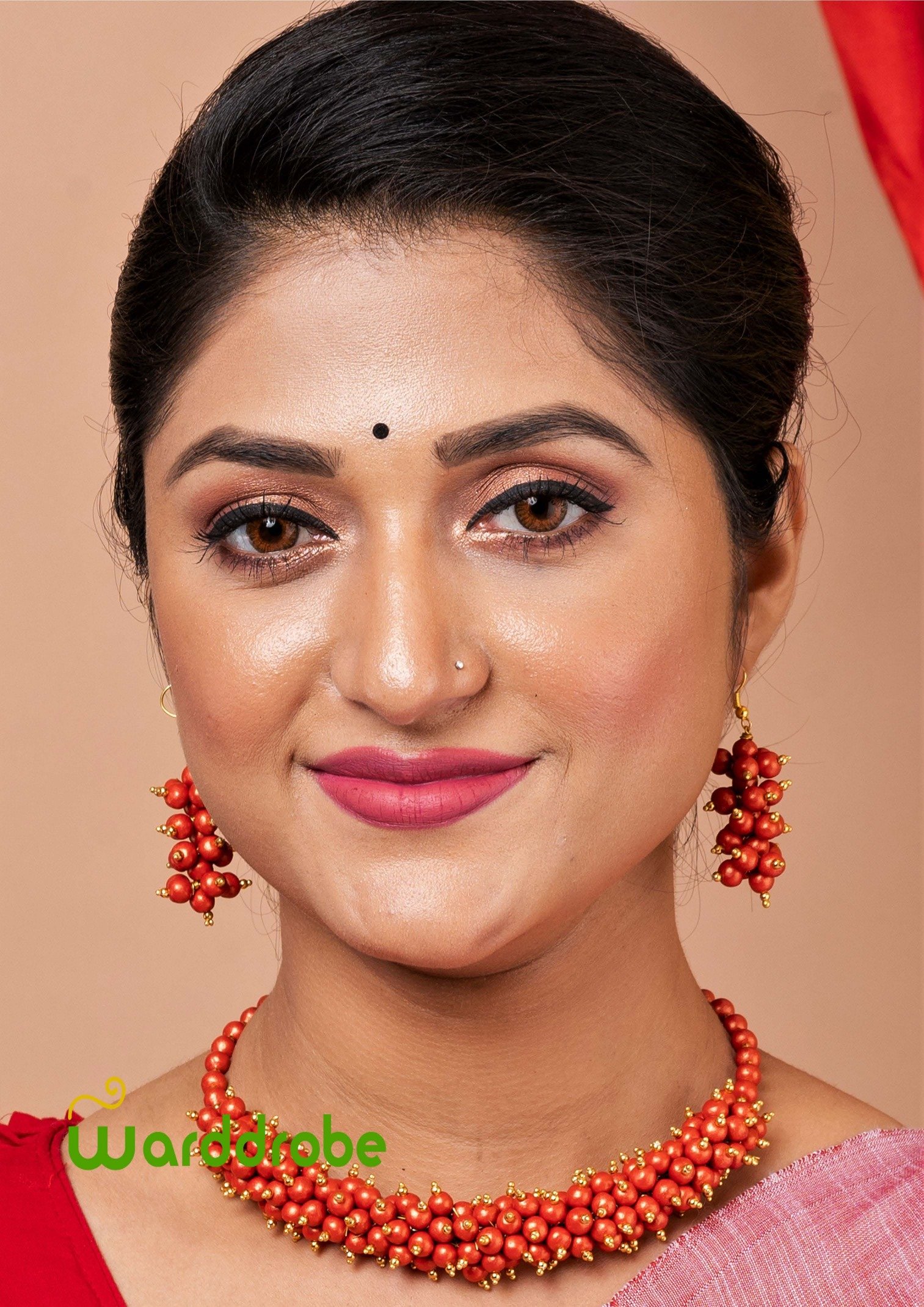 Handmade & Hand‑Painted Terracotta Jewellery Pendant Set. - Image 2