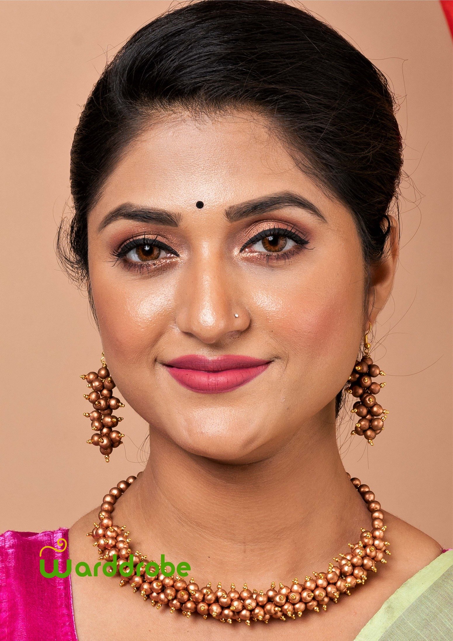 Handmade & Hand‑Painted Terracotta Jewellery Pendant Set. - Image 4