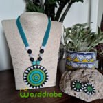 Handmade & Hand‑Painted Terracotta Jewellery Pendant Set.