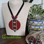 Handmade & Hand‑Painted Terracotta Jewellery Pendant Set.