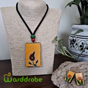Handmade & Hand‑Painted Terracotta Jewellery Pendant Set.