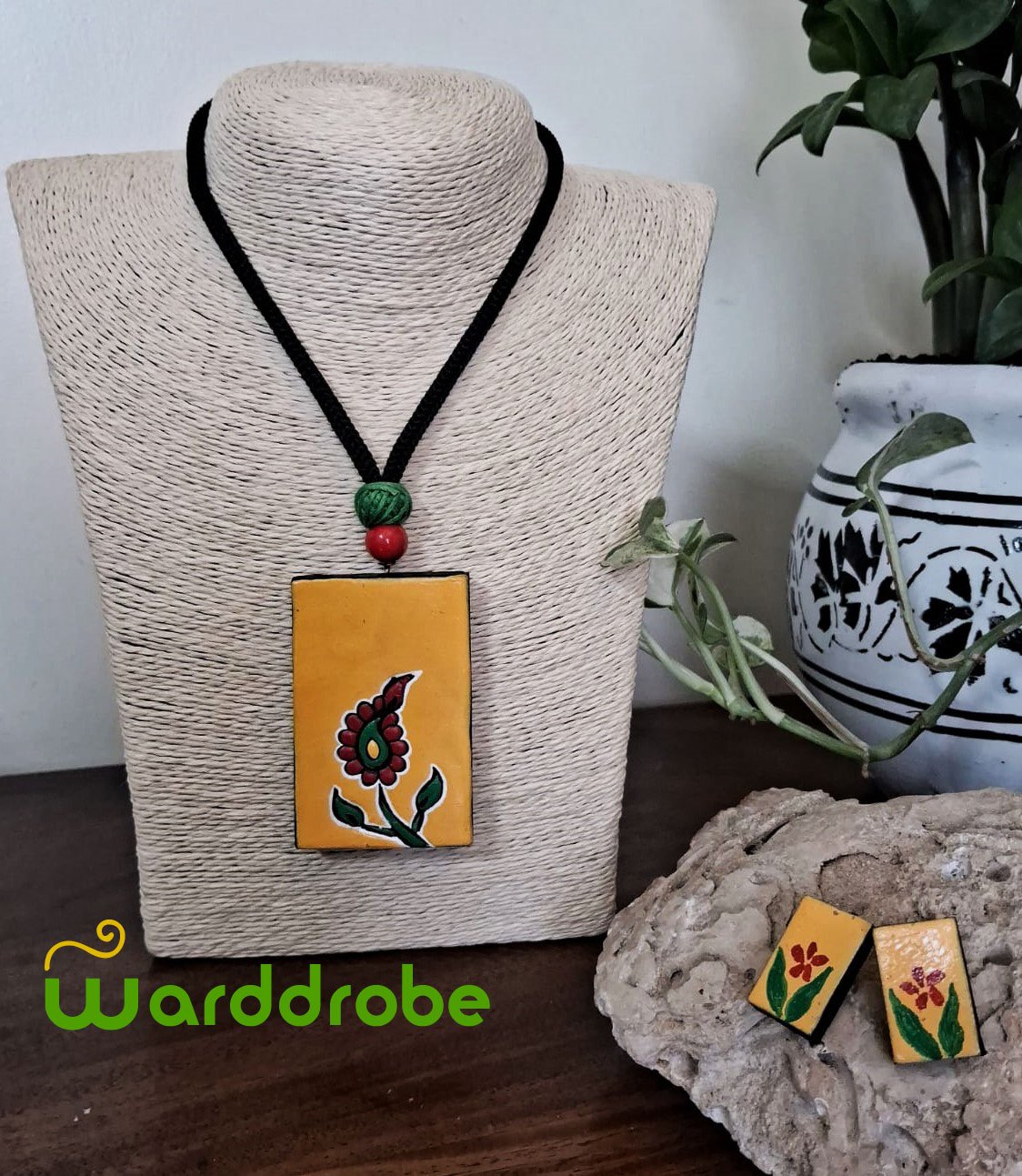 Handmade & Hand‑Painted Terracotta Jewellery Set