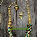 Handmade & Hand‑Painted Terracotta Jewellery Pendant Set.