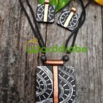 Handmade & Hand‑Painted Terracotta Jewellery Pendant Set.