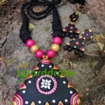 Handmade & Hand‑Painted Terracotta Jewellery Pendant Set.