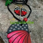 Handmade & Hand‑Painted Terracotta Jewellery Pendant Set.