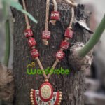 Handmade & Hand‑Painted Terracotta Jewellery Pendant Set.