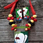 Handmade & Hand‑Painted Terracotta Jewellery Pendant Set.