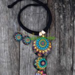 Handmade & Hand‑Painted Terracotta Jewellery Pendant Set.