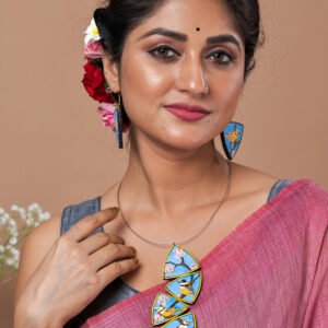 Handmade & Hand‑Painted Terracotta Jewellery Pendant Set.