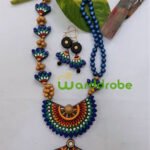 Handmade & Hand‑Painted Terracotta Jewellery Pendant Set.