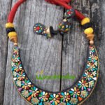 Handmade & Hand‑Painted Terracotta Jewellery Pendant Set.