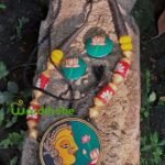 Handmade & Hand‑Painted Terracotta Jewellery Pendant Set.