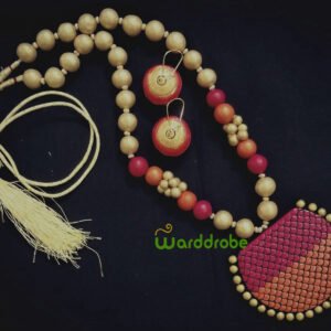 Handmade & Hand‑Painted Terracotta Jewellery Pendant Set.