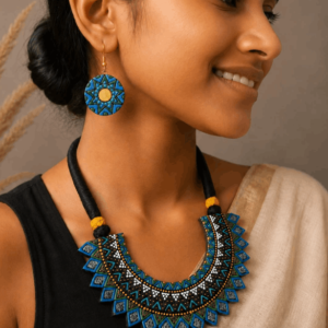 Handmade & Hand‑Painted Terracotta Jewelry Set