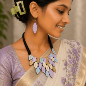 Handmade & Hand‑Painted Terracotta Jewelry Set