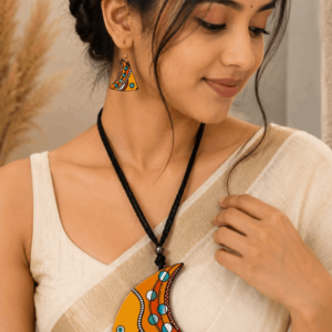 Handmade & Hand‑Painted Terracotta Jewelry Set