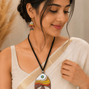 Handmade & Hand‑Painted Terracotta Jewelry Set