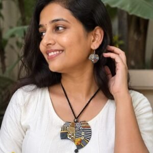 Handmade & Hand‑Painted Terracotta Jewelry Set