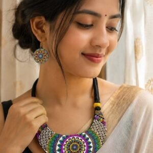 Handmade & Hand‑Painted Terracotta Jewelry Set