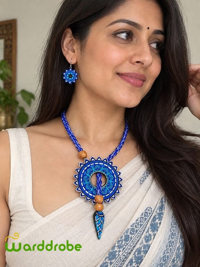 Handmade & Hand‑Painted Terracotta Jewelry Pendant Set - Image 2