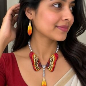 Handmade & Hand‑Painted Terracotta Jewelry Pendant Set