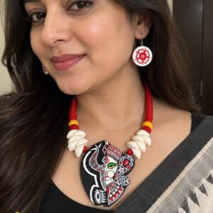 Handmade & Hand‑Painted Terracotta Jewelry Pendant Set