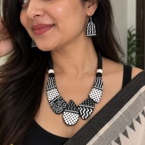 Handmade & Hand‑Painted Terracotta Jewelry Pendant Set